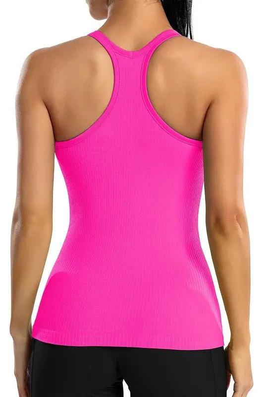 Ribbed Workout Tank Tops with Built in Bra for Women - Love Salve